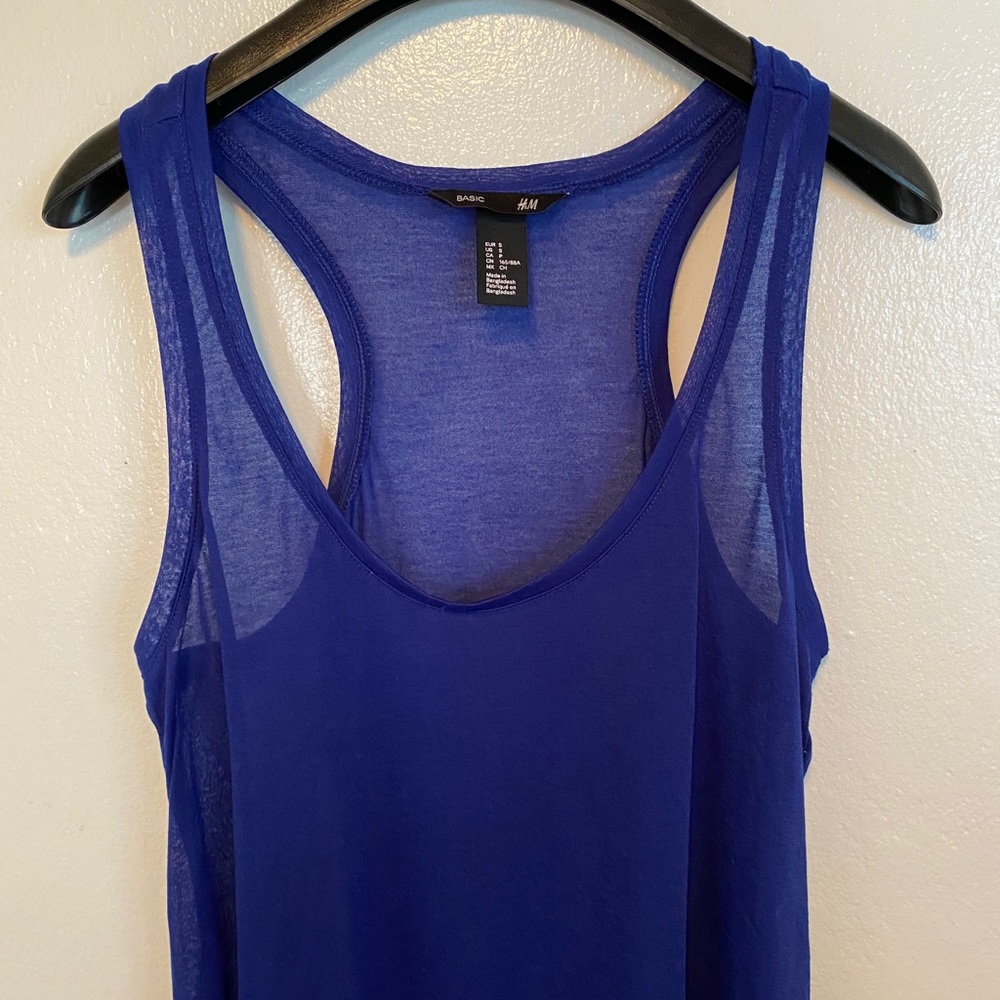 NWOT H&M Sheer Blue Razorback Tank - Picture 2 of 6